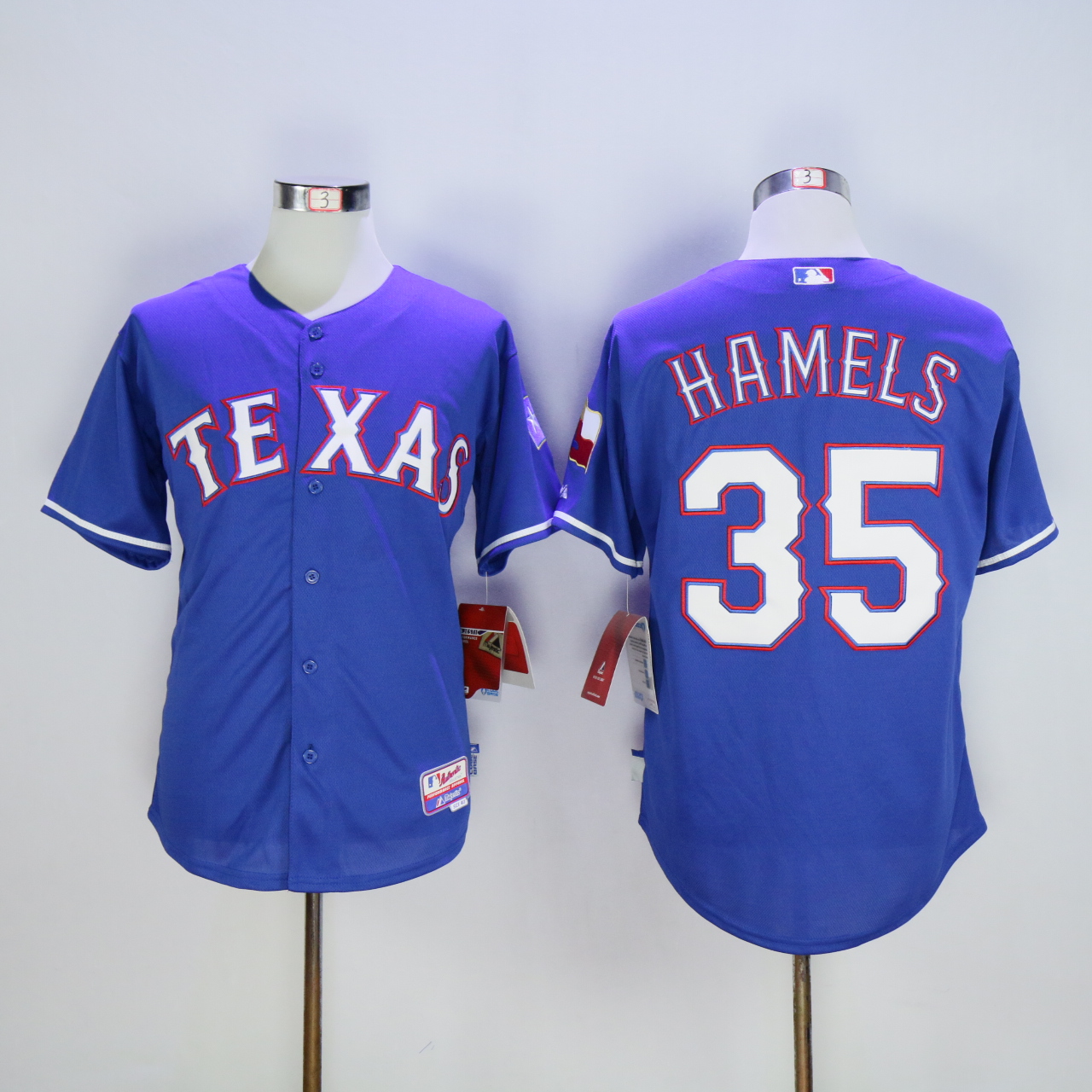 Men Texas Rangers #35 Hamels Blue MLB Jerseys